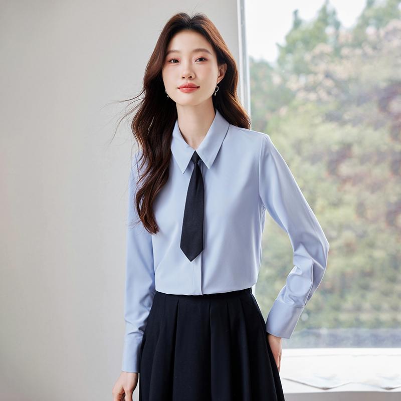 春 コーデ レディース ファッション オシャレ カワイイ シンプル きれいめ ナチュラル 上品カジュアル 婦人服 シャツ 面接ウェア カジュアル インナーウェア 長袖 トップス 快適 スリム OL 通勤ウェア