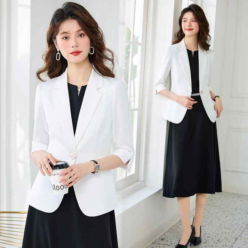 春 コーデ レディース ファッション オシャレ カワイイ シンプル きれいめ ナチュラル 上品カジュアル 婦人服 ホワイト スーツ ジャケット 夏 ハイエンド ドレス
