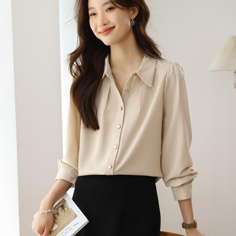 春 コーデ レディース ファッション オシャレ カワイイ シンプル きれいめ ナチュラル 上品カジュアル 婦人服 無地 トップス スリミング 快適 シャツ 通勤ウェア OL 面接ウェア