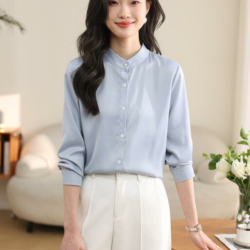 春 コーデ レディース ファッション オシャレ カワイイ シンプル きれいめ ナチュラル 上品カジュアル 婦人服 スタンドカラー シャツ 長袖 ゆったり 快適 インナートップ 春 コーデ レディース ファッション オシャレ カワイイ シンプル きれいめ ナチュラル 上品カジュアル 婦人服 スタンドカラー シャツ 長袖 ゆったり 快適 インナートップ