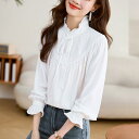 春 コーデ レディース ファッション オシャレ カワイイ シンプル きれいめ ナチュラル 上品カジュアル 婦人服 白 シャツ ハイエンド 通勤ウェア 長袖 トッ...
