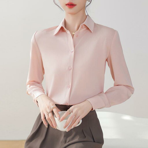 春 コーデ レディース ファッション オシャレ カワイイ シンプル きれいめ ナチュラル 上品カジュアル 婦人服 ピンク シャツ かっこいい 面接ウェア フォーマル トップス ハイエンド サテン 春 コーデ レディース ファッション オシャレ カワイイ シンプル きれいめ ナチュラル 上品カジュアル 婦人服 ピンク シャツ かっこいい 面接ウェア フォーマル トップス ハイエンド サテン