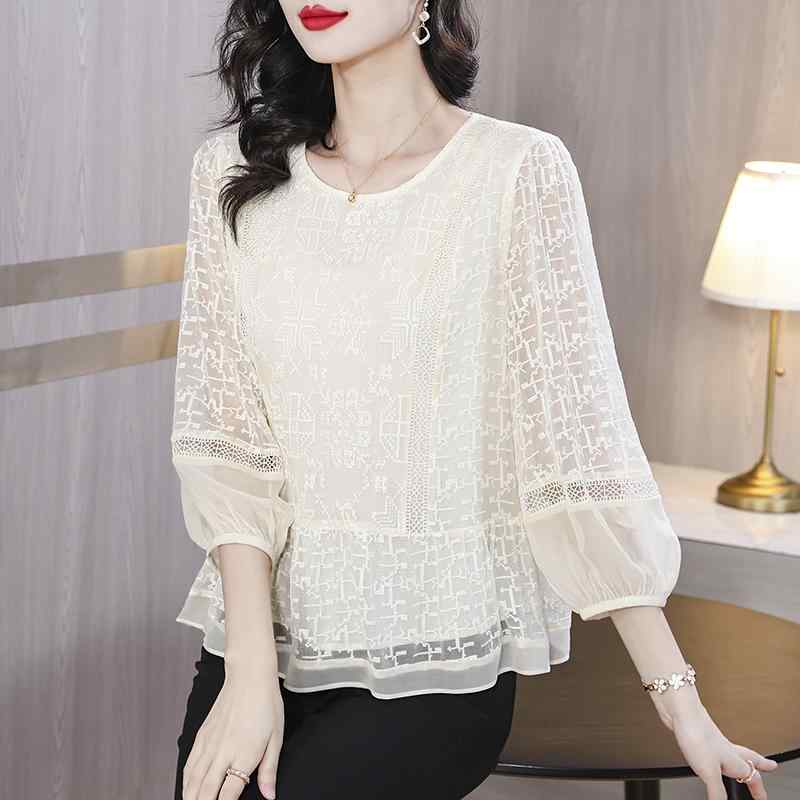 Other - 春 コーデ レディース ファッション オシャレ カワイイ シンプル きれいめ ナチュラル 上品カジュアル 婦人服 シフォンシャツ 夏 ゆったり シャツ 七分袖 トップス
