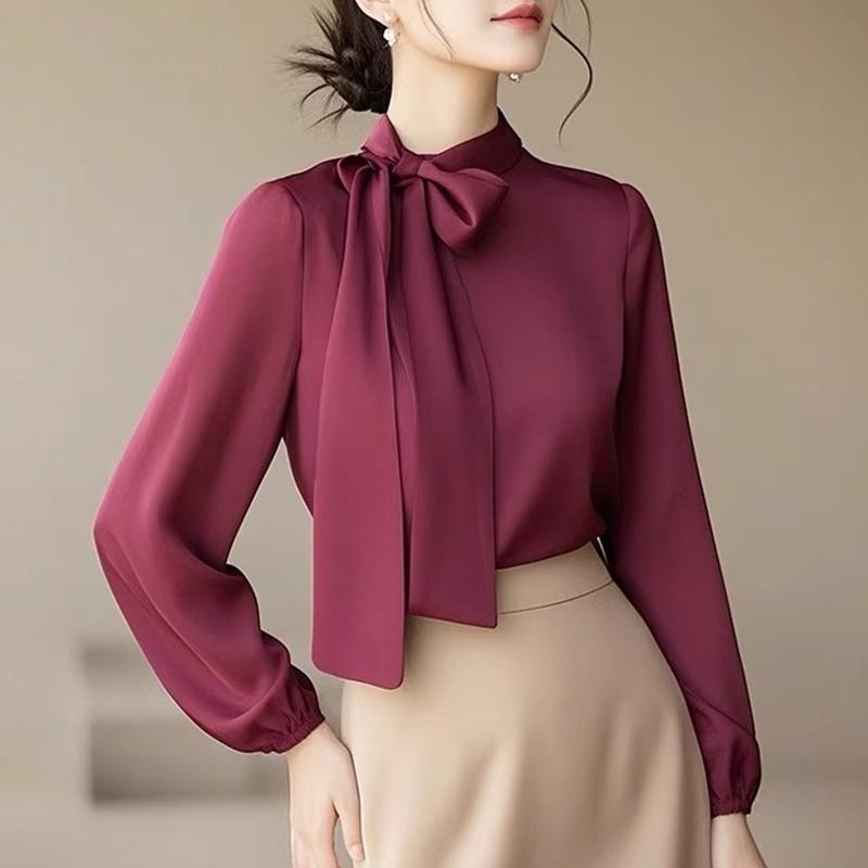 春 コーデ レディース ファッション オシャレ カワイイ シンプル きれいめ ナチュラル 上品カジュアル 婦人服 サテンシャツ シック スタイリッシュ トップス シャツ 長袖