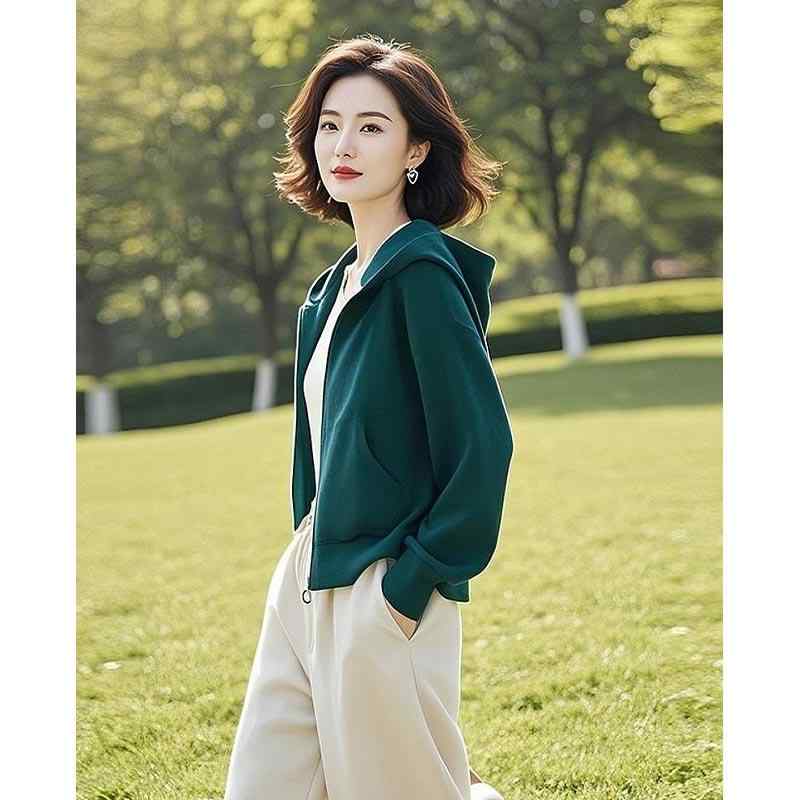 Other Jackets Jumpers - 春 コーデ レディース ファッション オシャレ カワイイ シンプル きれいめ ナチュラル 上品カジュアル 婦人服 ハイエンド カジュアル グリーン フード付き ジャケット スタイリッシュ 無地 セーター