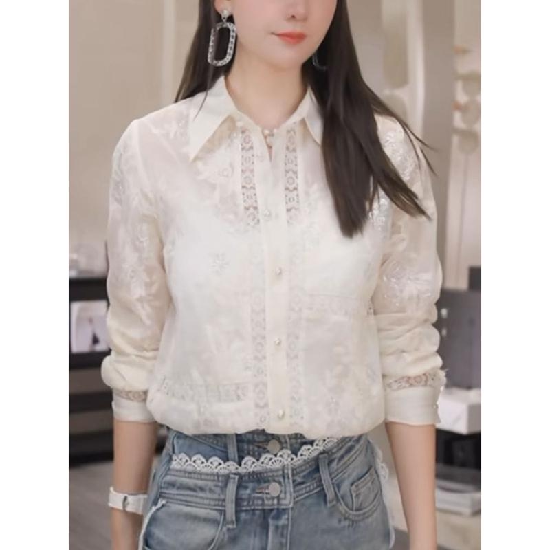春 コーデ レディース ファッション オシャレ カワイイ シンプル きれいめ ナチュラル 上品カジュアル 婦人服 長袖 白 シャツ ハイエンド トップス