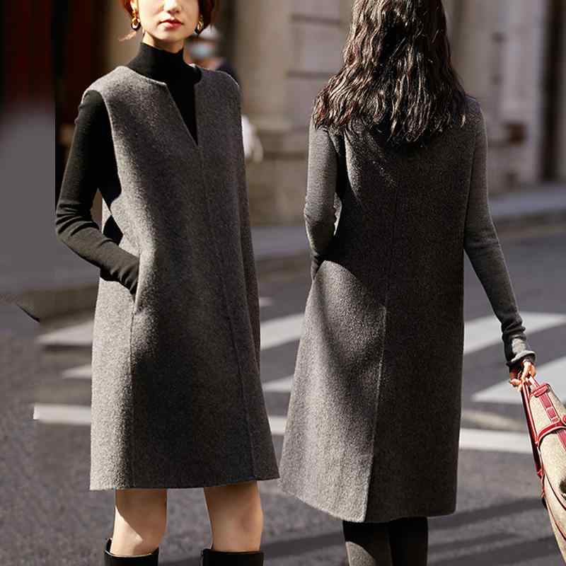 Other - 春 コーデ レディース ファッション オシャレ カワイイ シンプル きれいめ ナチュラル 上品カジュアル 婦人服 ドレス ウール ベスト スカート スリム ロング ボトム ノースリーブドレス