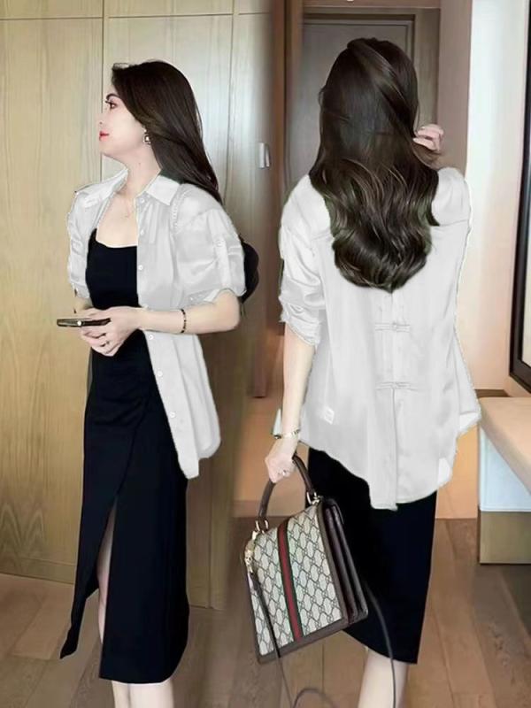 春 コーデ レディース ファッション オシャレ カワイイ シンプル きれいめ ナチュラル 上品カジュアル 婦人服 夏 薄手 コート シャツ シフォン トップス 大きいサイズ 日焼け防止
