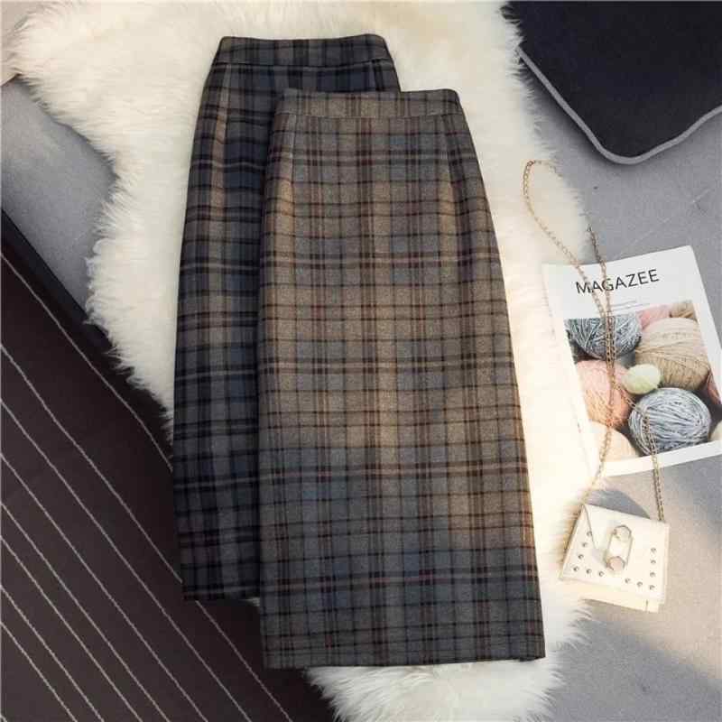 春 コーデ レディース ファッション オシャレ カワイイ シンプル きれいめ ナチュラル 上品カジュアル 婦人服 チェック柄 プリント ウール スカート ハイウエスト スリム ミドル丈 Aライン スカート