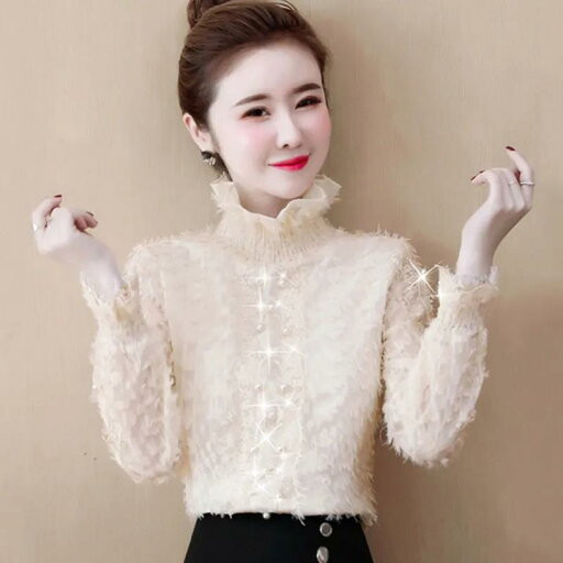 春 コーデ レディース ファッション オシャレ カワイイ シンプル きれいめ ナチュラル 上品カジュアル 婦人服 西洋風 ハイネック レース レイヤリング シャツ 軽 長袖 トップス 春 コーデ レディース ファッション オシャレ カワイイ シンプル きれいめ ナチュラル 上品カジュアル 婦人服 西洋風 ハイネック レース レイヤリング シャツ 軽 長袖 トップス