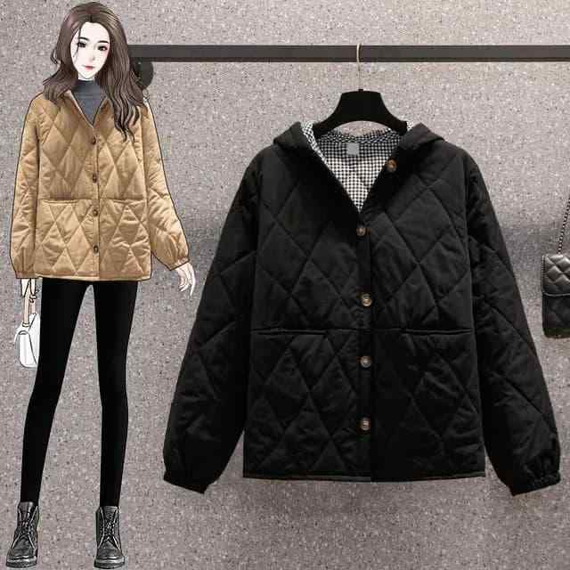 春 コーデ レディース ファッション オシャレ カワイイ シンプル きれいめ ナチュラル 上品カジュアル 婦人服 単品 チェック フード付き コットンコート 大きいサイズ カジュアル ミドル丈