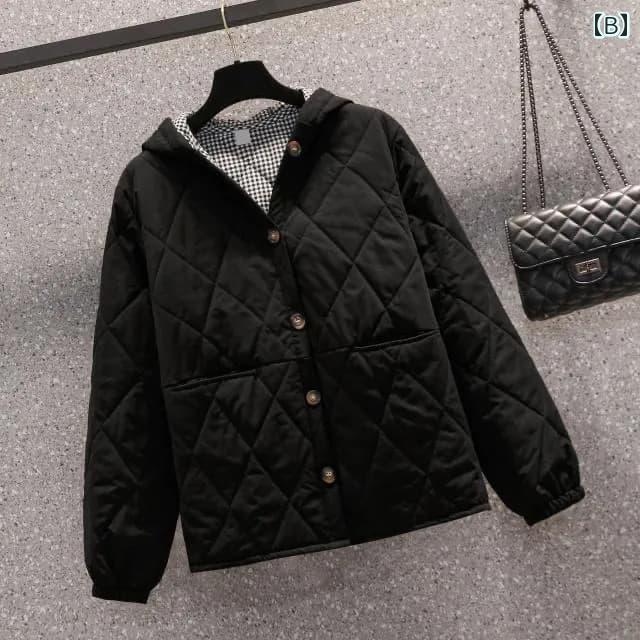 春 コーデ レディース ファッション オシャレ カワイイ シンプル きれいめ ナチュラル 上品カジュアル 婦人服 単品 チェック フード付き コットンコート 大きいサイズ カジュアル ミドル丈