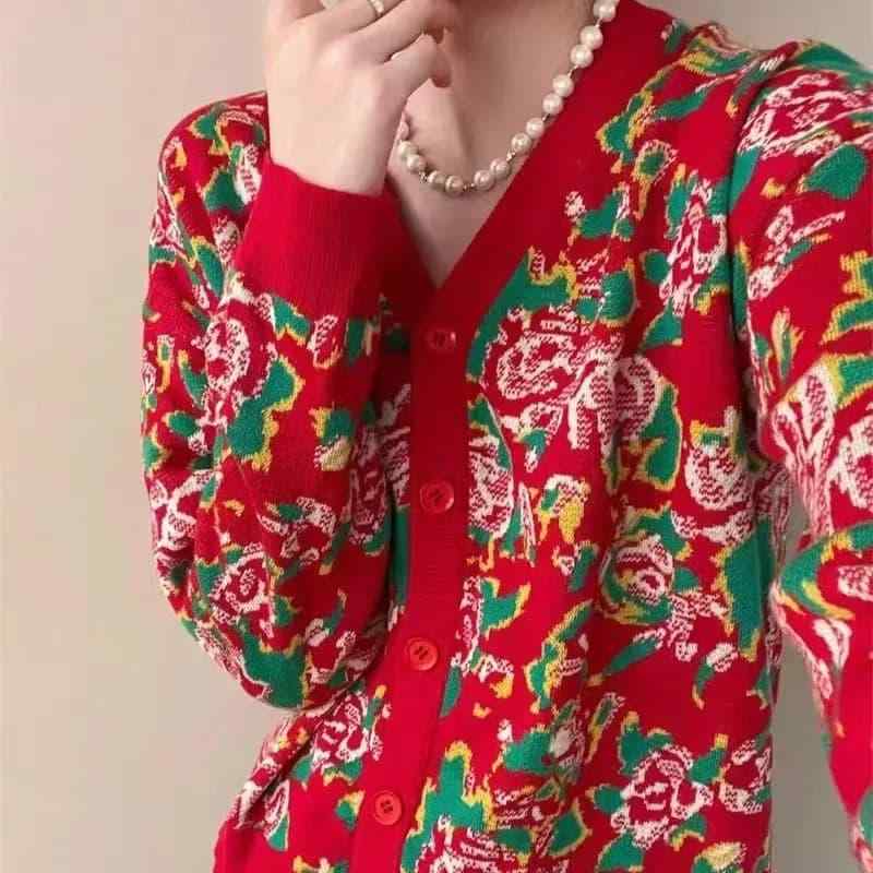 春 コーデ レディース ファッション オシャレ カワイイ シンプル きれいめ ナチュラル 上品カジュアル 婦人服 花 セーター シャツ クラシック エスニック カーディガン