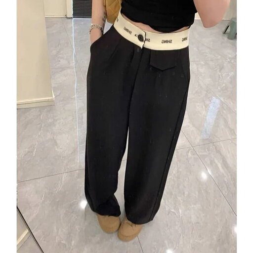 春 コーデ レディース ファッション オシャレ カワイイ シンプル きれいめ ナチュラル 上品カジュアル 婦人服 ステッチ レター スーツ パンツ カジュアル 黒 ワイドレッグ 春 コーデ レディース ファッション オシャレ カワイイ シンプル きれいめ ナチュラル 上品カジュアル 婦人服 ステッチ レター スーツ パンツ カジュアル 黒 ワイドレッグ