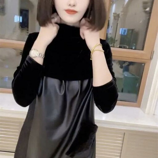春 コーデ レディース ファッション オシャレ カワイイ シンプル きれいめ ナチュラル 上品カジュアル 婦人服 ハーフ タートルネック 無地 ベルベット 長袖 ドレス スリム Aライン スカート 春 コーデ レディース ファッション オシャレ カワイイ シンプル きれいめ ナチュラル 上品カジュアル 婦人服 ハーフ タートルネック 無地 ベルベット 長袖 ドレス スリム Aライン スカート