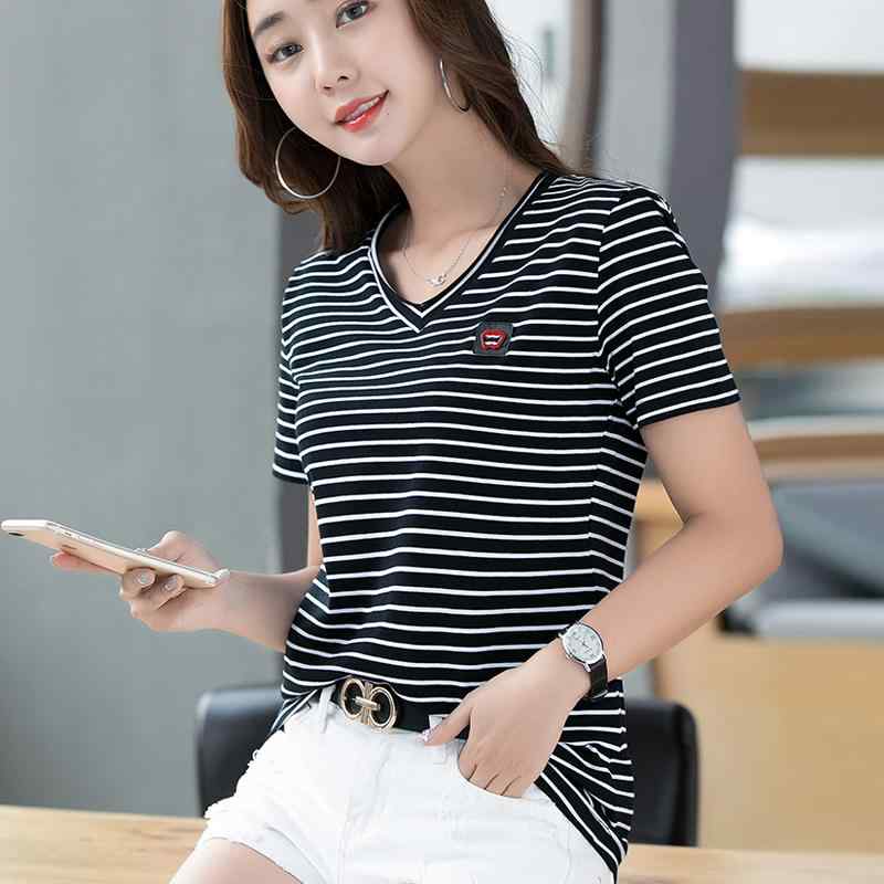 春 コーデ レディース ファッション オシャレ カワイイ シンプル きれいめ ナチュラル 上品カジュアル 婦人服 夏 ストライプ 半袖 Tシャツ コットン レイヤリング スリム トップス(4.0)