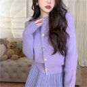 春 コーデ レディース ファッション オシャレ カワイイ シンプル きれいめ ナチュラル 上品カジュアル 婦人服 シーズン トップス パフスリーブ ニット カーディガン 厚手 スタンドカラー ウール