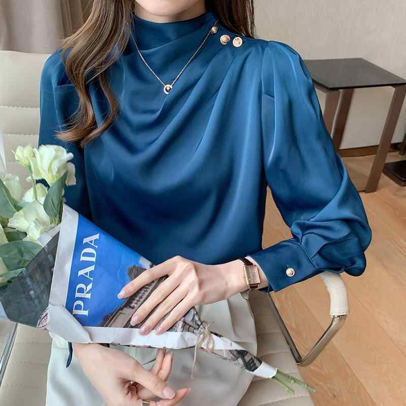 Spring Outfits for Women: Stylish, Cute, Simple, Elegant, Natural, Sophisticated Casual Wear, Satin Shirt, Puff Sleeve Chiffon Shirt