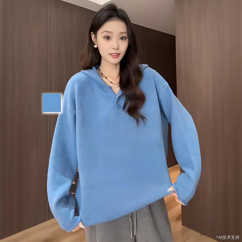 Rakuten - 春 コーデ レディース ファッション オシャレ カワイイ シンプル きれいめ ナチュラル 上品カジュアル 婦人服 ハイエンド ブルー フード付き セーター インナー トップス