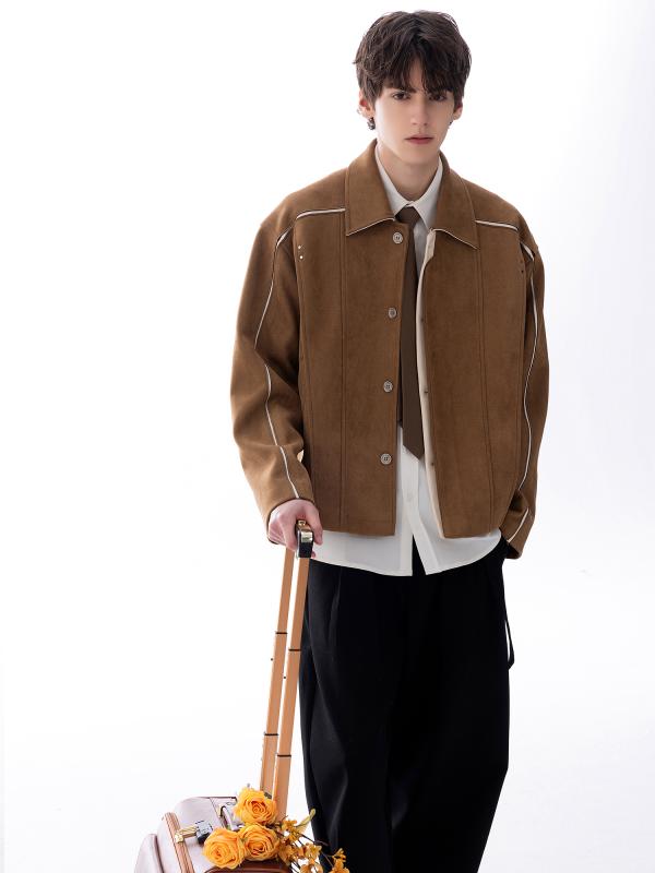 メンズ ファッション 服 男性用 オシャレ シンプル 大人 かっこいい ストリート 秋　冬コーデ スエード リップド ジャケット クール ウェア
