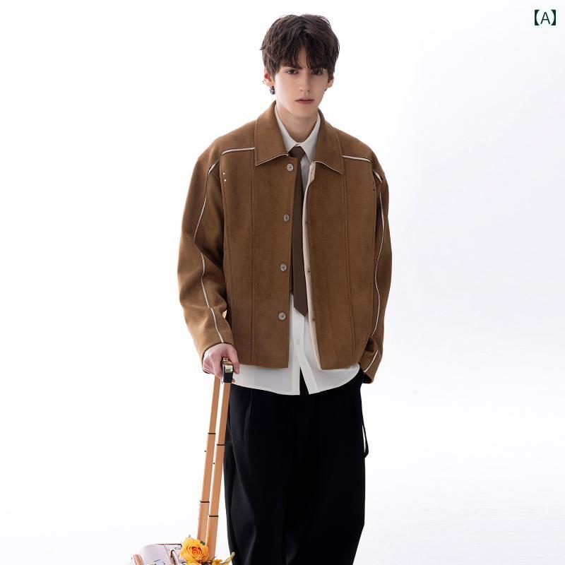 メンズ ファッション 服 男性用 オシャレ シンプル 大人 かっこいい ストリート 秋　冬コーデ スエード リップド ジャケット クール ウェア