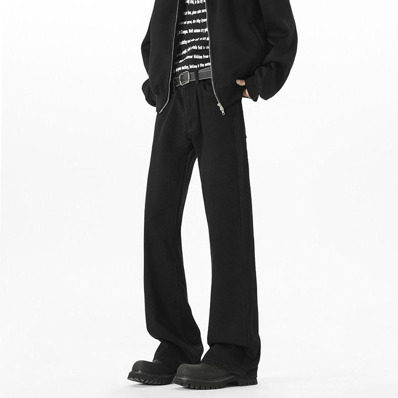 春 コーデ メンズ 用 服 シンプル ファッション オシャレ 大人 かっこいい 紳士服 メンズ ブラック ジーンズ ストレート レッグ ブーツ カット パンツ アメリカン ストリート ワイド カジュアル