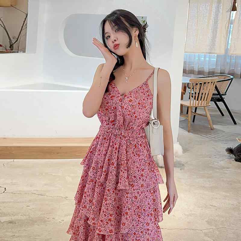 春 コーデ レディース ファッション オシャレ カワイイ シンプル きれいめ ナチュラル 上品カジュアル 婦人服 花柄 ドレス ピンク スリング ロング