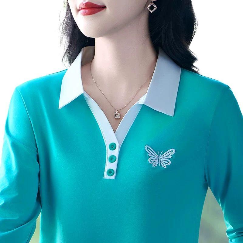 春 コーデ レディース ファッション オシャレ カワイイ シンプル きれいめ ナチュラル 上品カジュアル 婦人服 洋風 長袖 Tシャツ ゆったり カジュアル ポロシャツ トップス