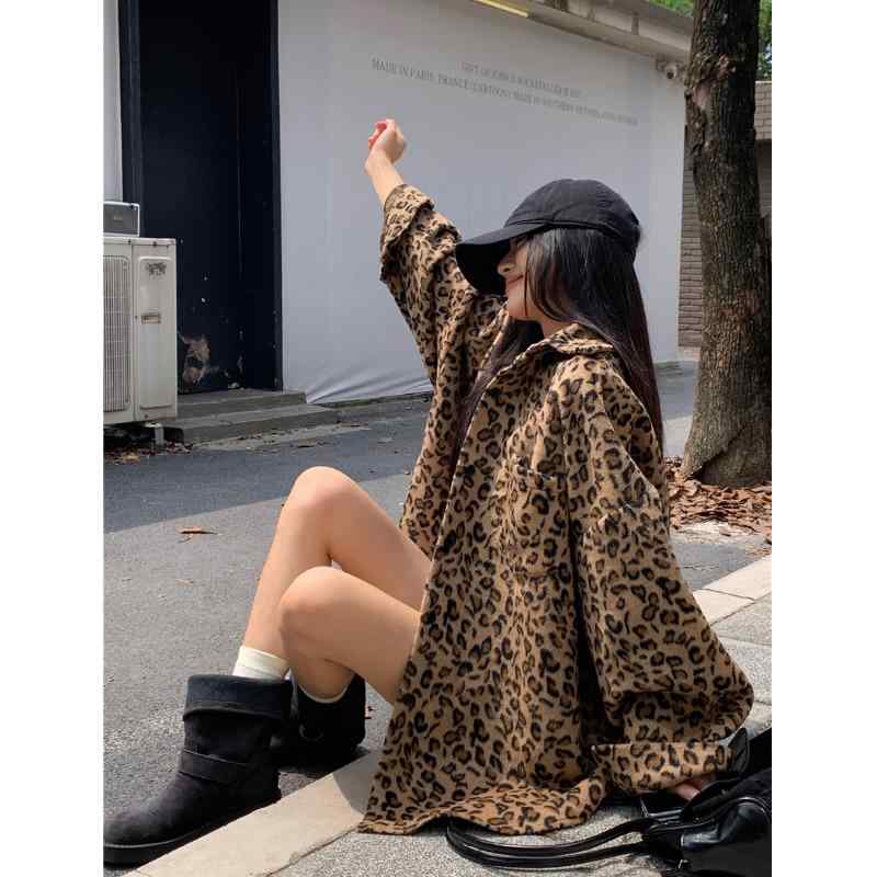 春 コーデ レディース ファッション オシャレ カワイイ シンプル きれいめ ナチュラル 上品カジュアル 婦人服 ヒョウ柄 ウール シャツ ジャケット ゆったり シック カーディガン トップス