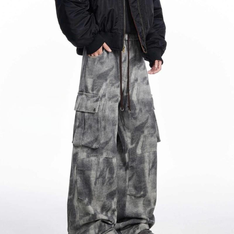 春 コーデ メンズ 用 服 紳士服 アメリカン ストリート カジュアル ストレート マルチ ポケット タイダイ柄 迷彩 パンツ タイダイ カジュアル 通勤スタイル ね着コーデ ゆったりシルエット 快適フィット 動きい デイリー