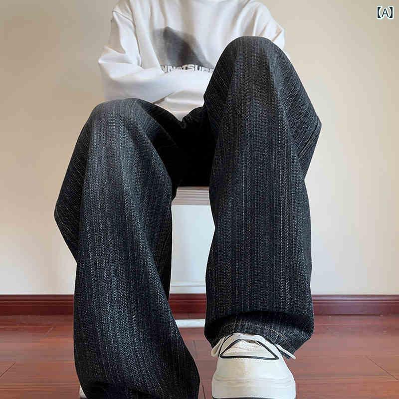 春 コーデ メンズ 用 服 シンプル ファッション オシャレ 大人 かっこいい 紳士服 ストレート ワイド ジーンズ パンツ ブラック 秋 カジュアル 通勤スタイル ね着コーデ ゆったりシルエット 快適フィット 動きい デイリー