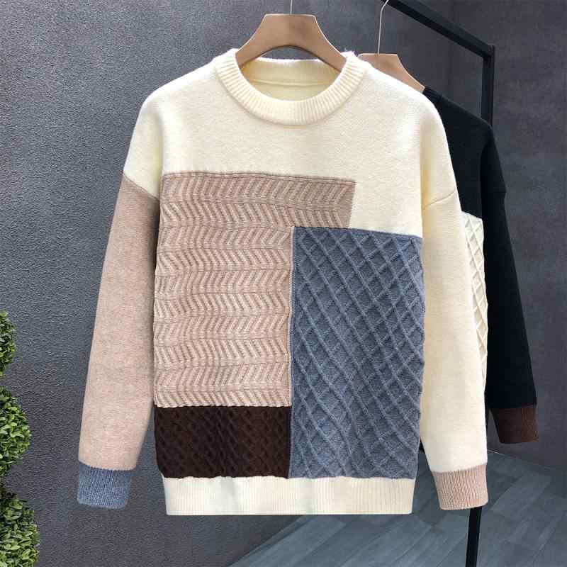 春 コーデ メンズ 用 服 シンプル ファッション オシャレ 大人 かっこいい 紳士服 ニット シャツ ラウンドネック セーター カジュアル 通勤スタイル ね着コーデ ゆったりシルエット さらっ着 普段使い