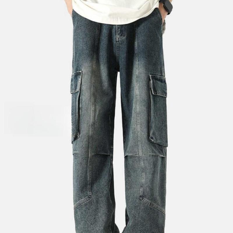 Half Pants, Shorts - 春 コーデ メンズ 用 服 シンプル ファッション 大人 紳士服 アメリカン ストリート ワイド ポケット ジーンズ パンツ ワークウェア カジュアル 通勤スタイル ね着コーデ ゆったりシルエット 快適フィット 動きい デイリー