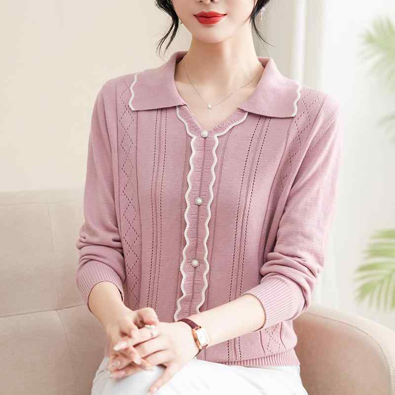 春 コーデ レディース ファッション オシャレ カワイイ シンプル きれいめ ナチュラル 上品カジュアル 婦人服 ニット セーター トップス 薄手 レイヤリング シャツ