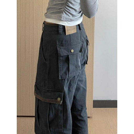 メンズ レディース レトロ マルチ ポケット ワーク ジーンズ 春 アメリカン ストリート ワイド レッグ ストレート パンツ メンズ レディース レトロ マルチ ポケット ワーク ジーンズ 春 アメリカン ストリート ワイド レッグ ストレート パンツ