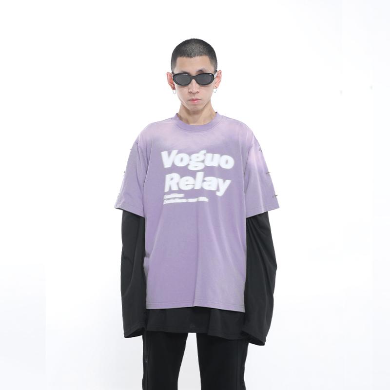 Shirts, T-Shirts - 夏 プリント T シャツ オーバー サイズ 半袖 ラウンドネック メンズ レディース