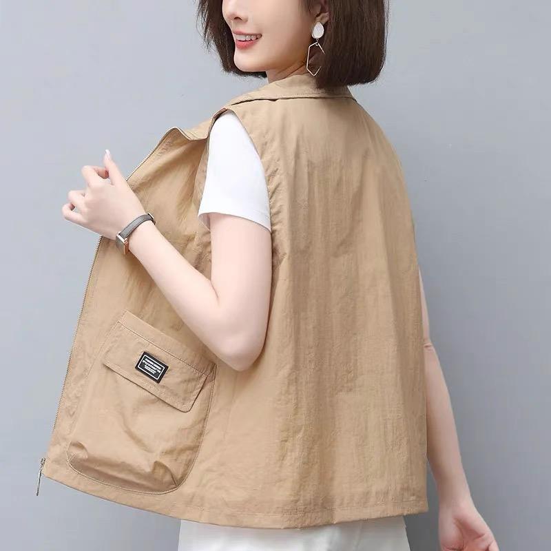 春 コーデ レディース ファッション オシャレ カワイイ シンプル きれいめ ナチュラル 上品カジュアル 婦人服 薄手 ベスト ノースリーブ ジャケット 夏 カジュアル サイズ アウター 日焼け防止