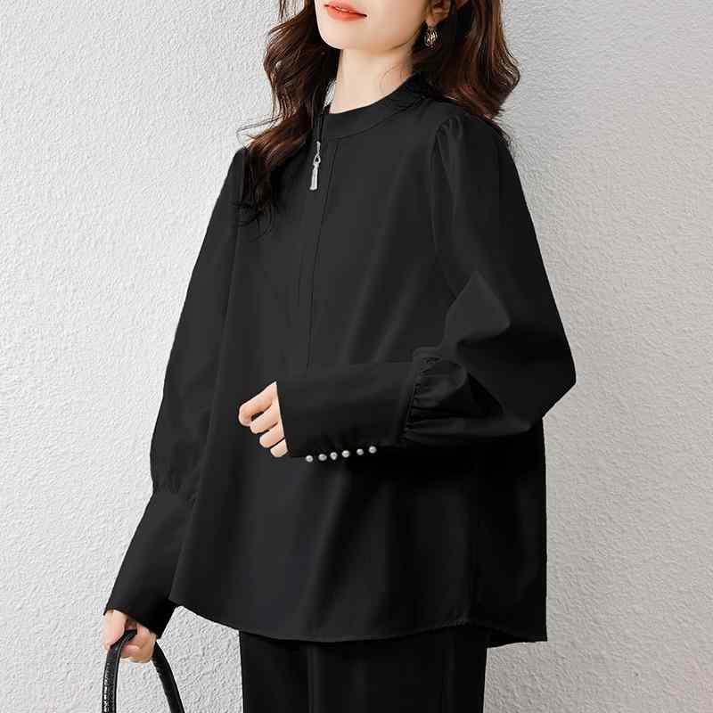 春 コーデ レディース ファッション オシャレ カワイイ シンプル きれいめ ナチュラル 上品カジュアル 婦人服 ハーフ ジップ シャツ ゆったり スリム トップス