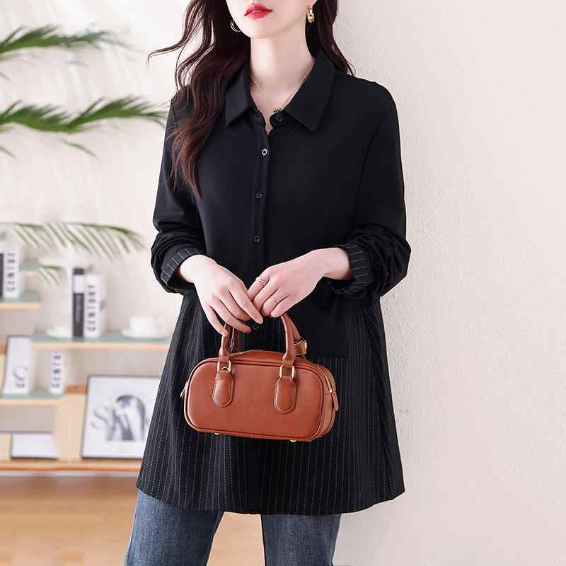 Long-Sleeved - 春 コーデ レディース ファッション オシャレ カワイイ シンプル きれいめ ナチュラル 上品カジュアル 婦人服 大きいサイズ ストライプ シャツ 長袖 トップス