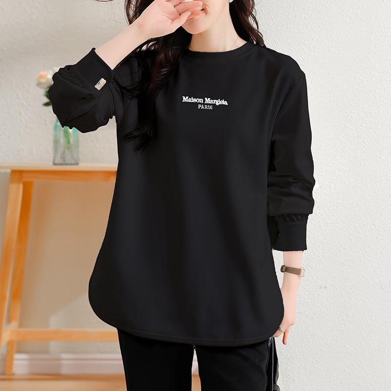 春 コーデ レディース ファッション オシャレ カワイイ シンプル きれいめ ナチュラル 上品カジュアル 婦人服 ラウンド ヘム スウェットシャツ 大きいサイズ インナーウェア 長袖 トップス