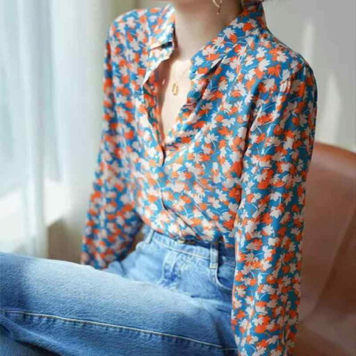 春 コーデ レディース ファッション オシャレ カワイイ シンプル きれいめ ナチュラル 上品カジュアル 婦人服 フレンチ トップス 花柄 シャツ ハイエンド 長袖 シフォンシャツ 春 コーデ レディース ファッション オシャレ カワイイ シンプル きれいめ ナチュラル 上品カジュアル 婦人服 フレンチ トップス 花柄 シャツ ハイエンド 長袖 シフォンシャツ