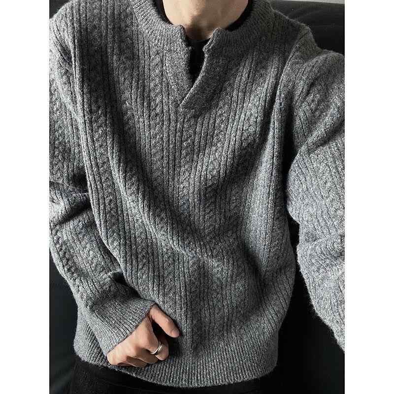 春 コーデ メンズ 用 服 シンプル ファッション オシャレ 大人 かっこいい 紳士服 Vネック セーター ハイエンド ニット カジュアル 通..
