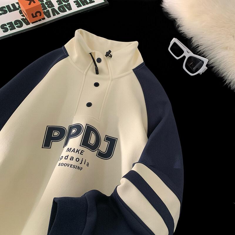 春 コーデ メンズ 用 服 シンプル ファッション オシャレ 大人 かっこいい 紳士服 アメリカン タートルネック ジャケット 春 スウェットシャツ カジュアル 通勤スタイル 重ね着コーデ ゆったりシルエット 軽アウター