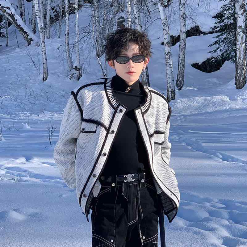 春 コーデ メンズ 用 服 シンプル ファッション オシャレ 大人 かっこいい 紳士服 アメリカン ニット ジャケット セーター ストライプ ハイエンド ユニセックス カジュアル 通勤スタイル 重ね着コーデ ゆったりシルエット 軽アウター