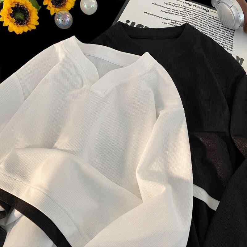 春 コーデ メンズ 用 服 シンプル ファッション オシャレ 大人 かっこいい 紳士服 長袖 Vネック シャツ 春 カジュアル 通勤スタイル 重ね着コーデ ゆったりシルエット さらっと着 普段使い