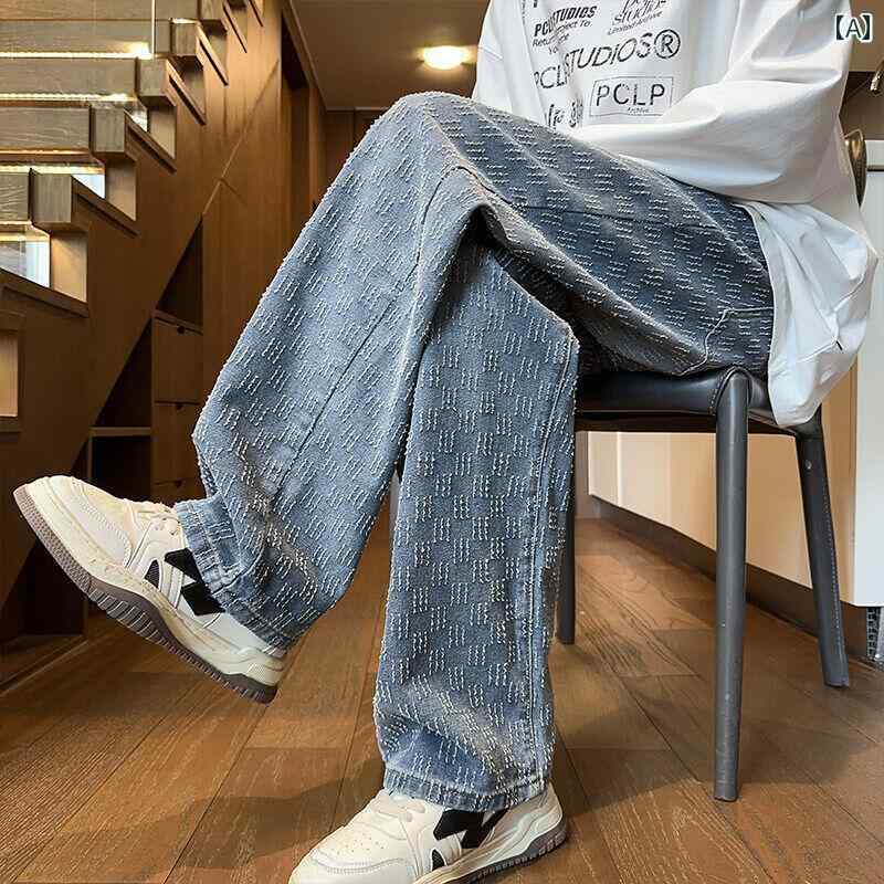 春 コーデ メンズ 用 服 シンプル ファッション オシャレ 大人 紳士服 アメリカン ストレート ワイド ジーンズ パンツ ブルー カジュアル 通勤スタイル 重ね着コーデ ゆったりシルエット 快適フィット 動きやすい デイリー 2