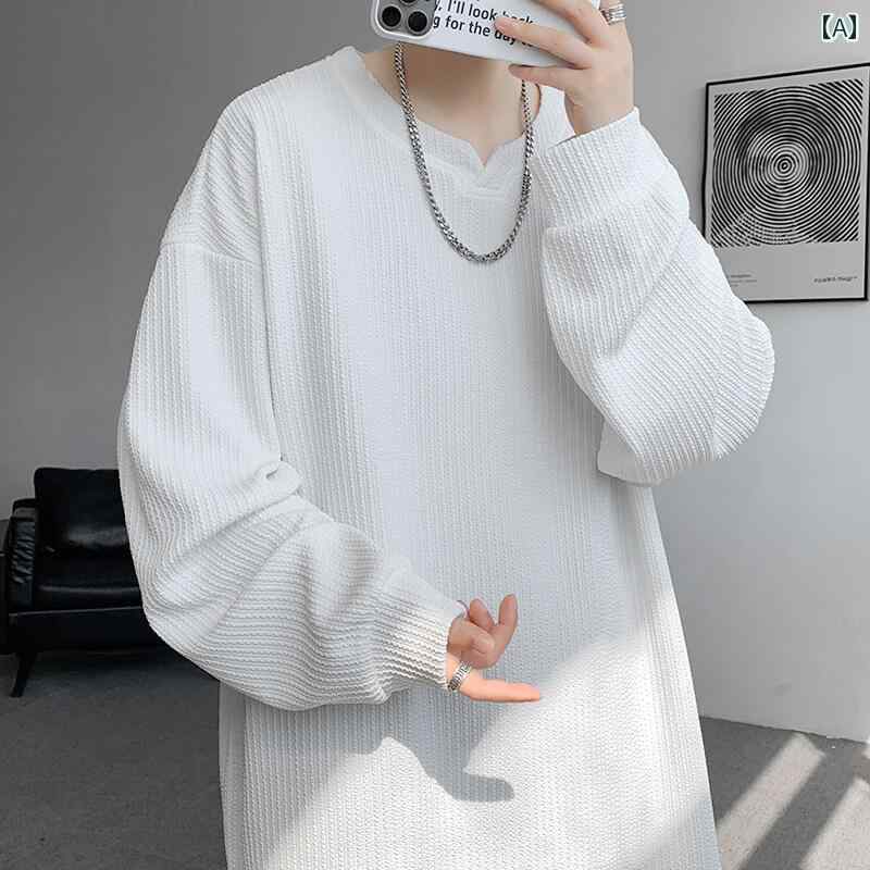 春 コーデ メンズ 用 服 シンプル ファッション オシャレ 大人 かっこいい 紳士服 ゆったり 長袖 Vネック シャツ ハイエンド 春 カジュアル 通勤スタイル 重ね着コーデ ゆったりシルエット さらっと着 普段使い