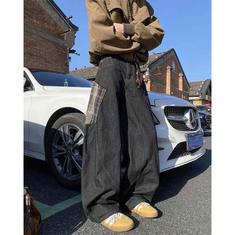 春 コーデ メンズ 用 服 シンプル ファッション オシャレ 大人 紳士服 アメリカン ストリート ストレート チェック ジーンズ パンツ 春 カジュアル 通勤スタイル 重ね着コーデ ゆったりシルエット 快適フィット 動きやすい デイリー