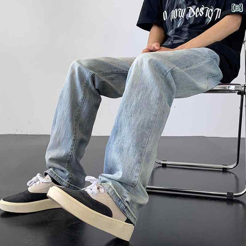 春 コーデ メンズ 用 服 シンプル ファッション 大人 紳士服 アメリカン ストリート ストレート ジーンズ パンツ スリムフィット 黒 春 カジュアル 通勤スタイル 重ね着コーデ ゆったりシルエット 快適フィット 動きやすい デイリー