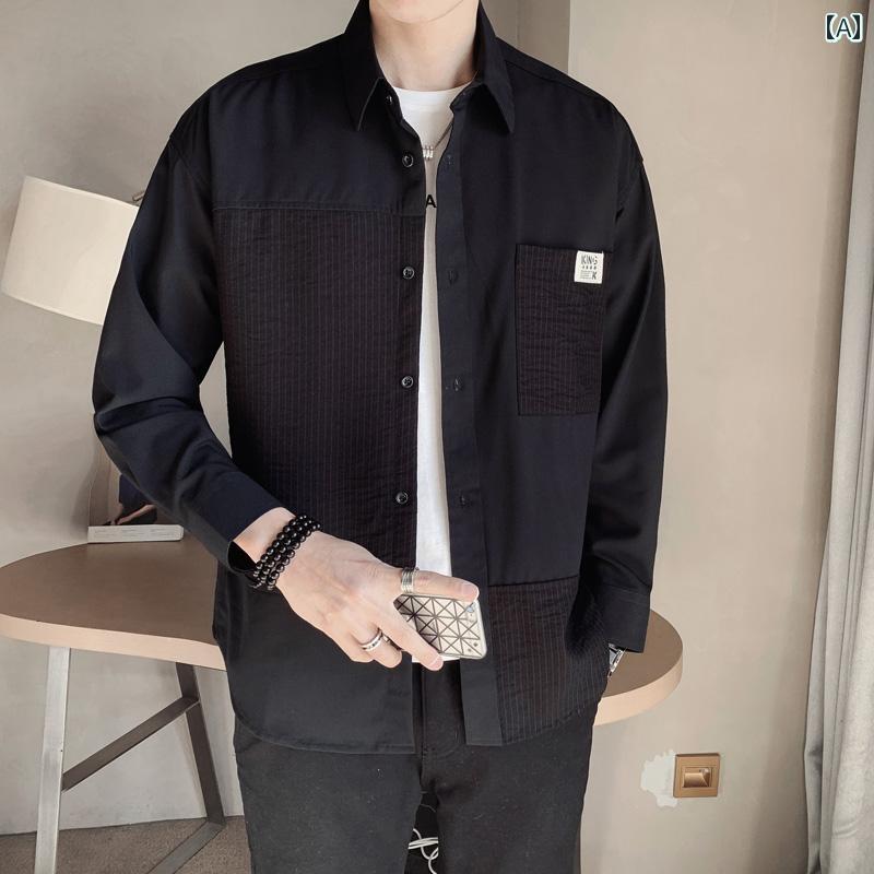 春 コーデ メンズ 用 服 シンプル ファッション オシャレ 大人 かっこいい 紳士服 カジュアル ゆったり ワイド 長袖 シャツ ジャケット コート 春秋 カジュアル 通勤スタイル 重ね着コーデ ゆったりシルエット 軽アウター